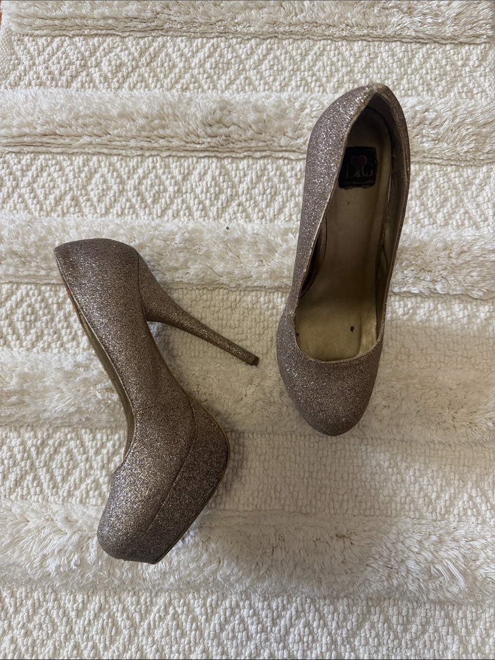GOLD glitter heel platform